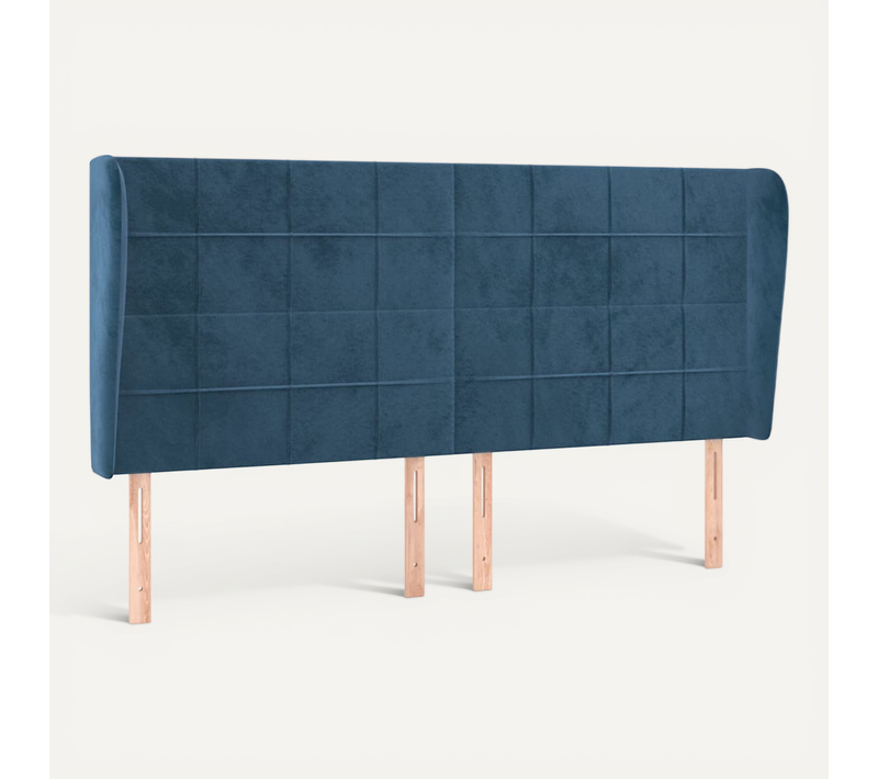 Tête De Lit Avec Oreilles Bleu Foncé 163x23x118/128 Cm Velours