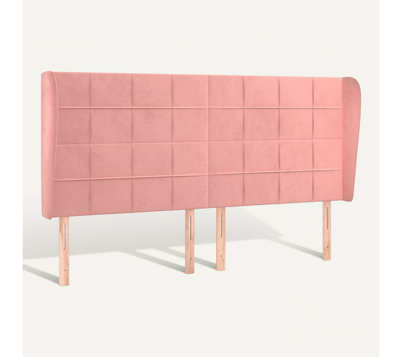 Tête De Lit Avec Oreilles Rose 163x23x118/128 Cm Velours