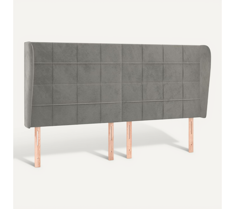 Tête De Lit Avec Oreilles Gris Clair 183x23x118/128 Cm Velours