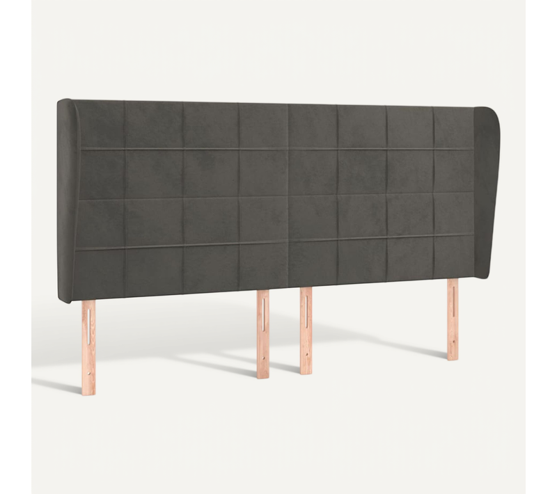 Tête De Lit Avec Oreilles Gris Foncé 183x23x118/128 Cm Velours