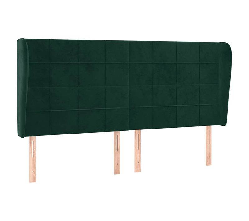 Tête De Lit Avec Oreilles Vert Foncé 183x23x118/128 Cm Velours