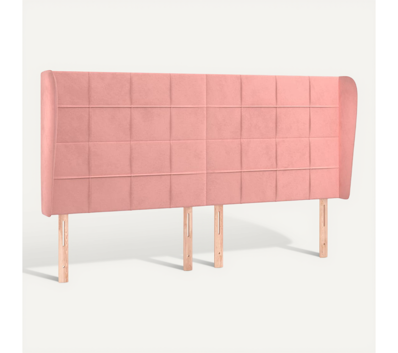 Tête De Lit Avec Oreilles Rose 183x23x118/128 Cm Velours