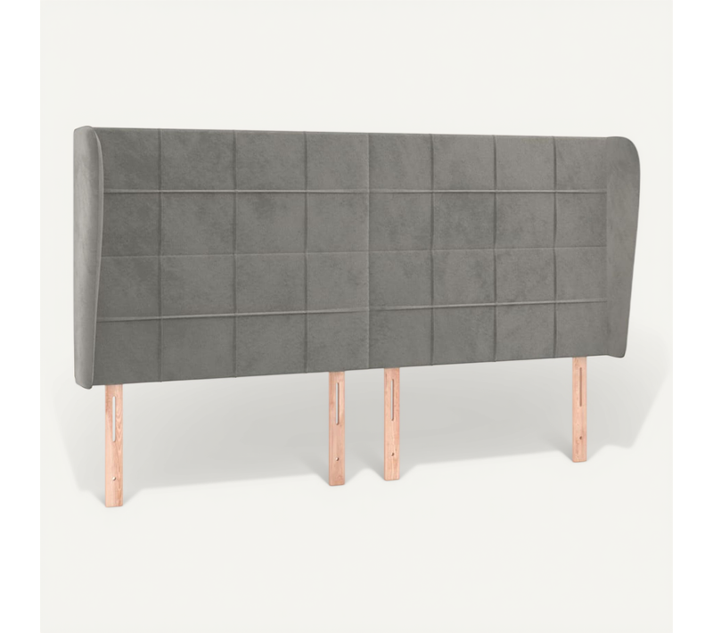 Tête De Lit Avec Oreilles Gris Clair 203x23x118/128 Cm Velours