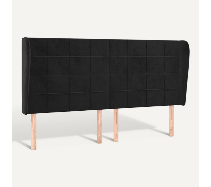 Tête De Lit Avec Oreilles Noir 203x23x118/128 Cm Velours