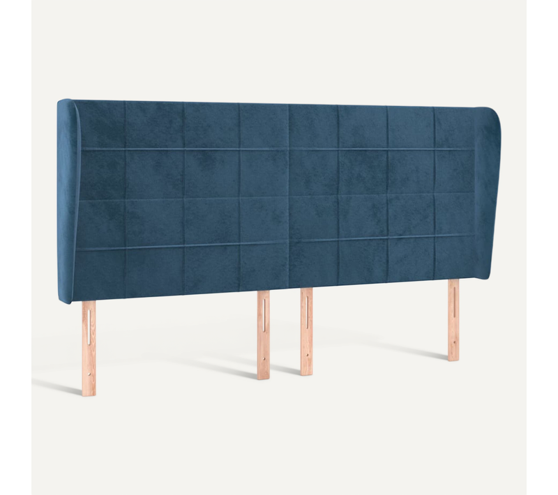 Tête De Lit Avec Oreilles Bleu Foncé 203x23x118/128 Cm Velours