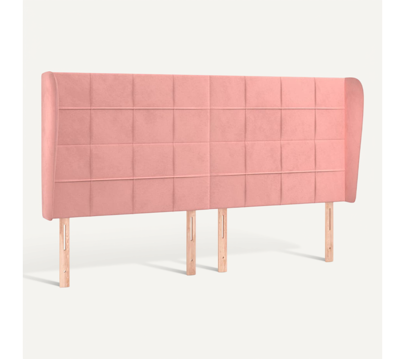 Tête De Lit Avec Oreilles Rose 203x23x118/128 Cm Velours