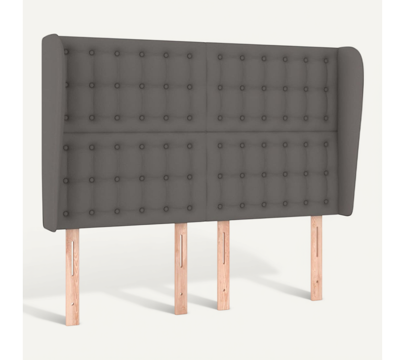 Tête De Lit Avec Oreilles Gris 147x23x118/128 Cm Simili