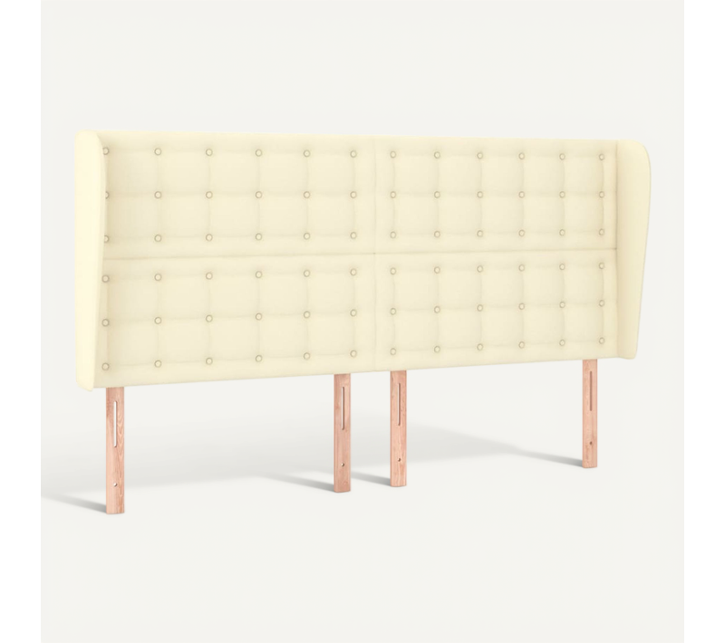 Tête De Lit Avec Oreilles Crème 163x23x118/128 Cm Simili