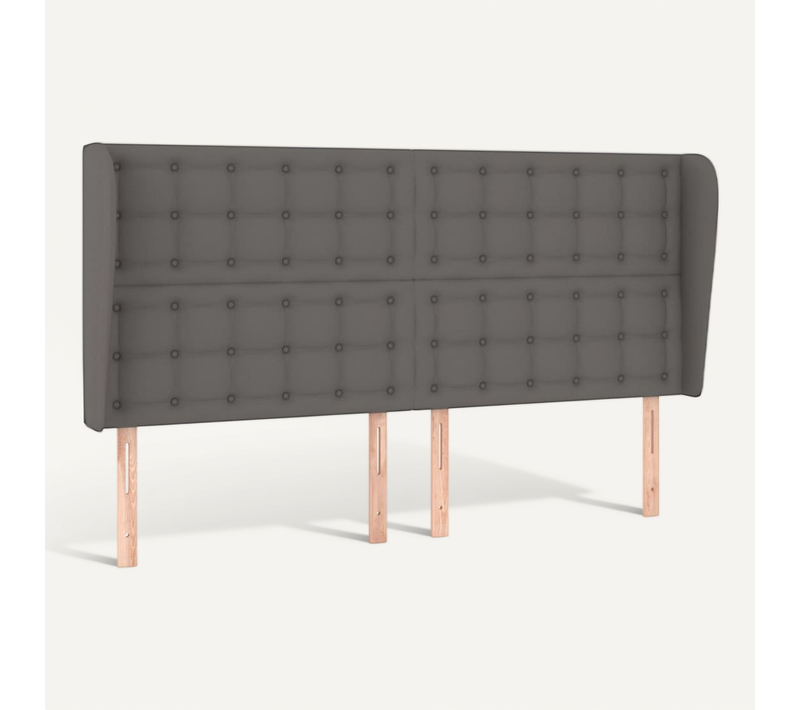 Tête De Lit Avec Oreilles Gris 163x23x118/128 Cm Simili