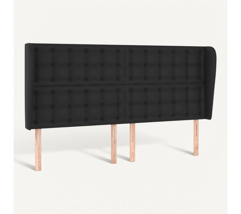 Tête De Lit Avec Oreilles Noir 183x23x118/128 Cm Simili