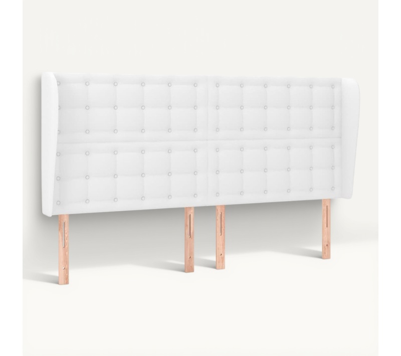 Tête De Lit Avec Oreilles Blanc 183x23x118/128 Cm Simili