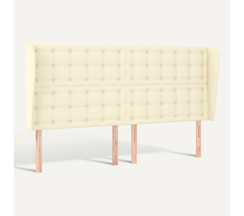 Tête De Lit Avec Oreilles Crème 183x23x118/128 Cm Simili