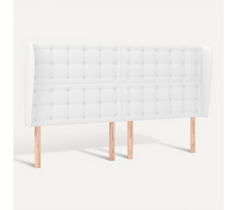 Tête De Lit Avec Oreilles Blanc 203x23x118/128 Cm Simili