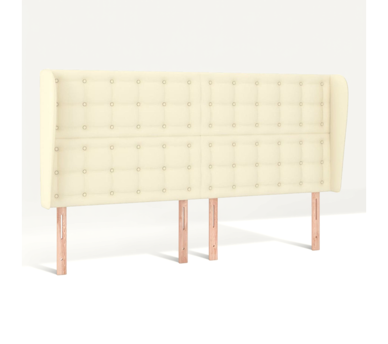 Tête De Lit Avec Oreilles Crème 203x23x118/128 Cm Similicuir