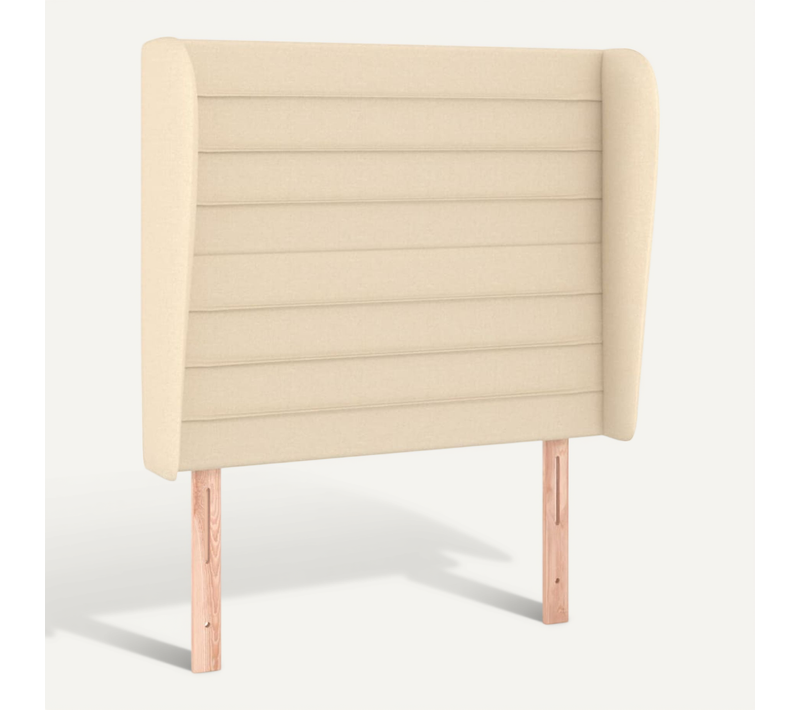 Tête De Lit Avec Oreilles Crème 93x23x118/128 Cm Tissu