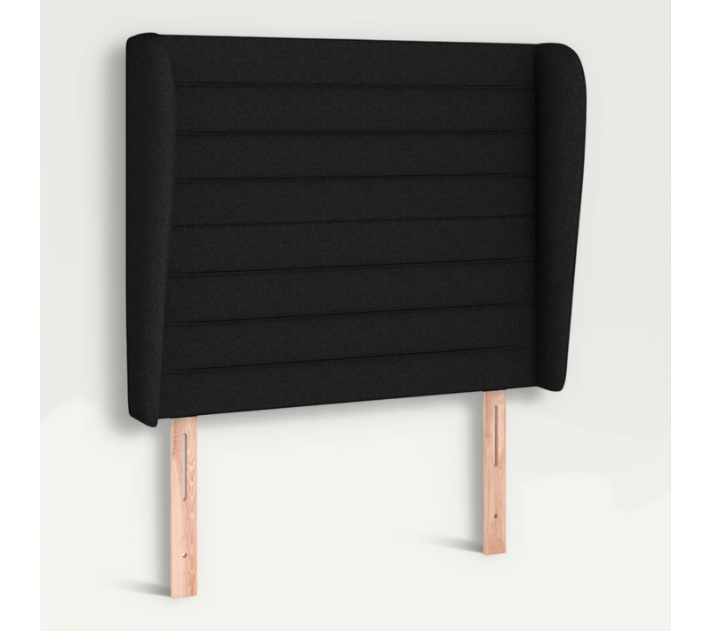 Tête De Lit Avec Oreilles Noir 103x23x118/128 Cm Tissu