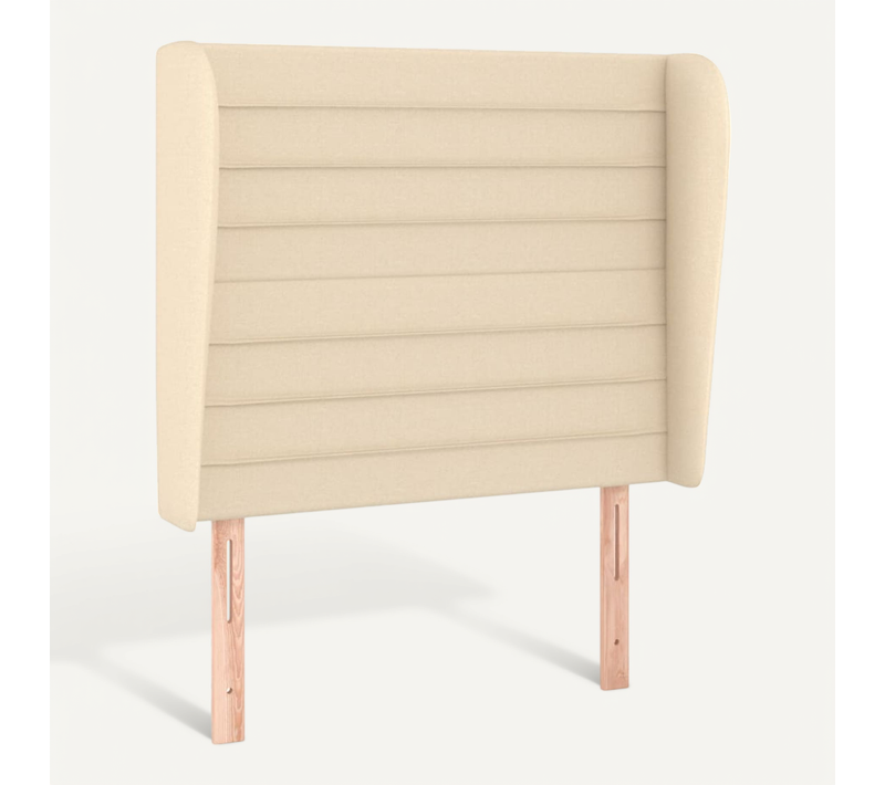 Tête De Lit Avec Oreilles Crème 103x23x118/128 Cm Tissu