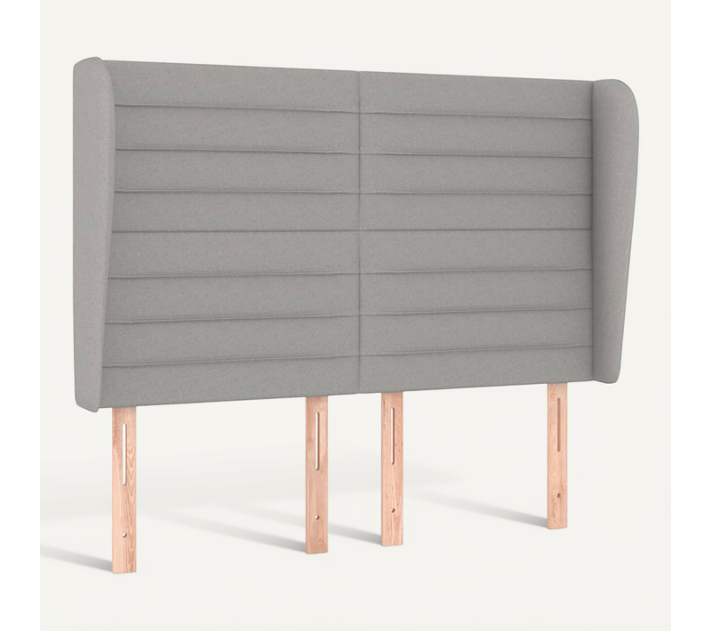 Tête De Lit Avec Oreilles Gris Clair 147x23x118/128 Cm Tissu
