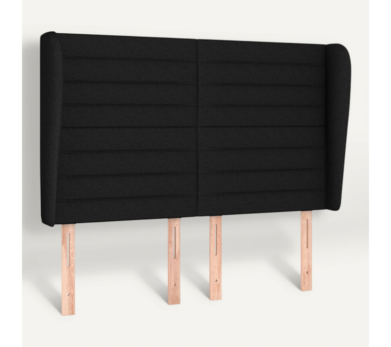 Tête De Lit Avec Oreilles Noir 147x23x118/128 Cm Tissu