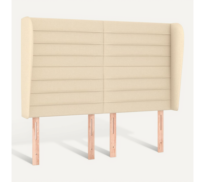 Tête De Lit Avec Oreilles Crème 147x23x118/128 Cm Tissu