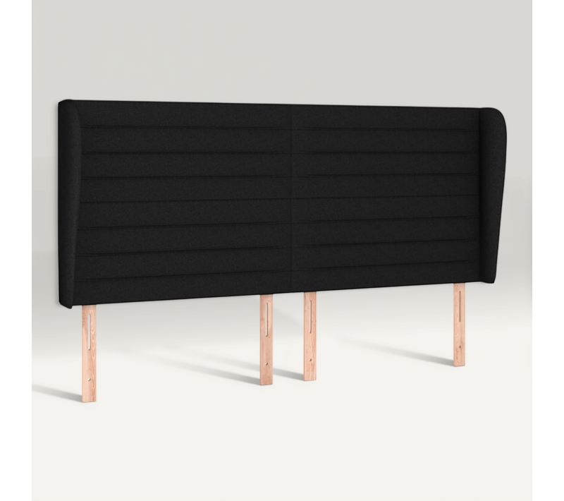Tête De Lit Avec Oreilles Noir 163x23x118/128 Cm Tissu
