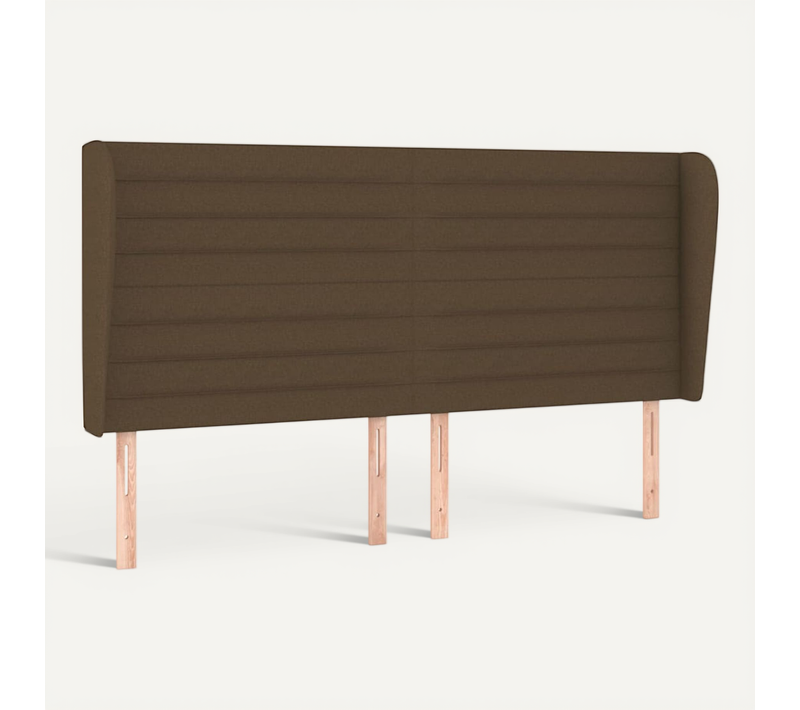 Tête De Lit Avec Oreilles Marron Foncé 163x23x118/128 Cm Tissu
