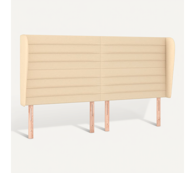 Tête De Lit Avec Oreilles Crème 163x23x118/128 Cm Tissu