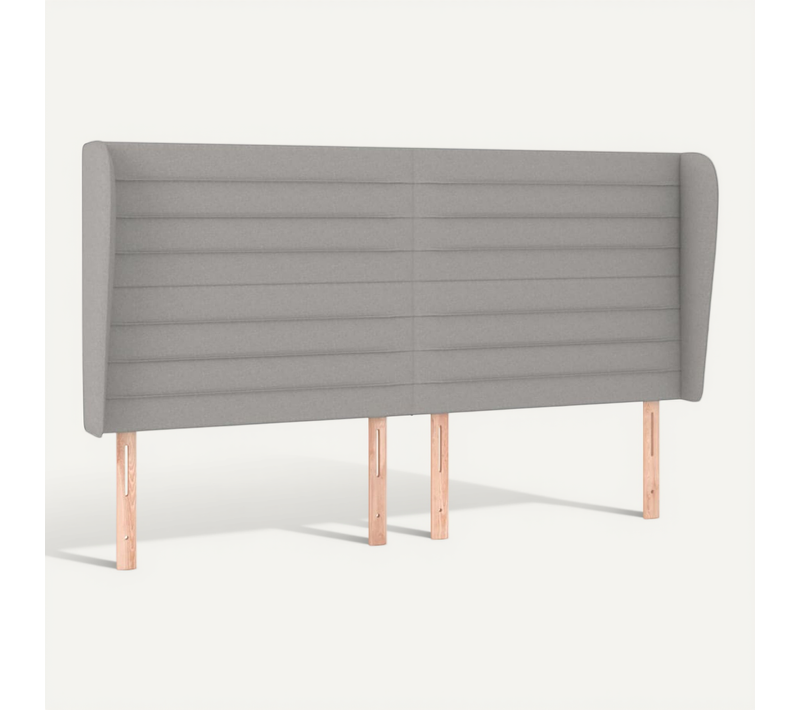 Tête De Lit Avec Oreilles Gris Clair 183x23x118/128 Cm Tissu