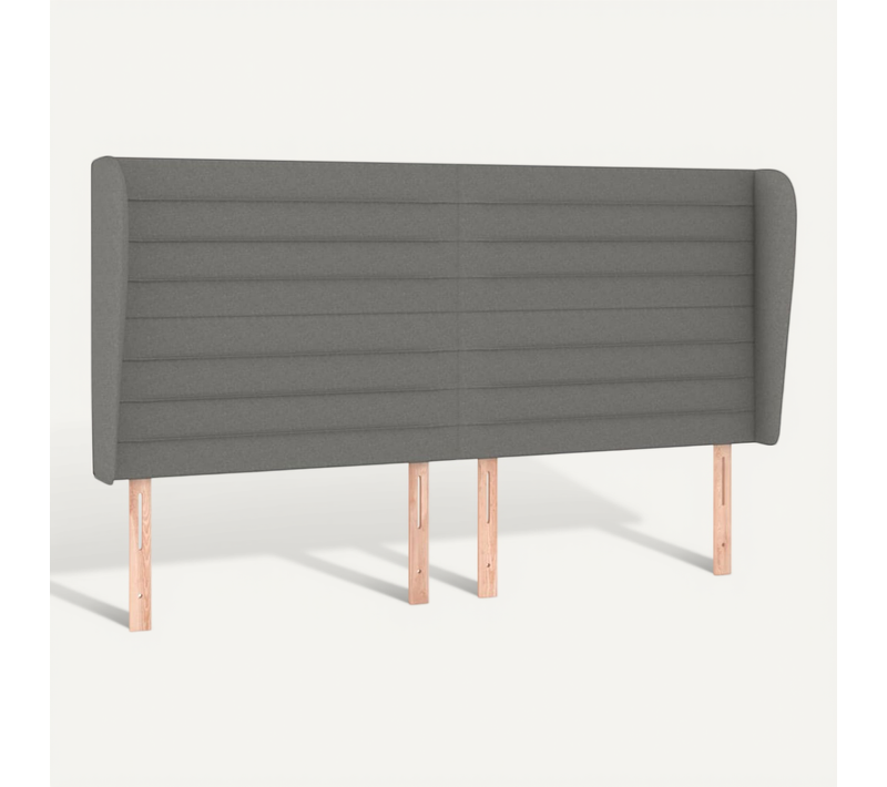 Tête De Lit Avec Oreilles Gris Foncé 183x23x118/128 Cm Tissu