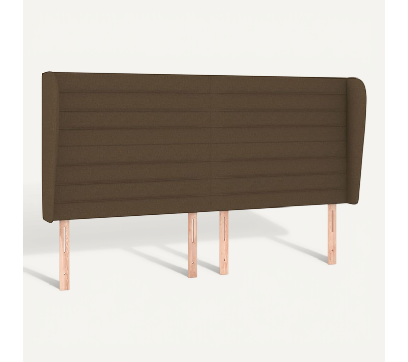Tête De Lit Avec Oreilles Marron Foncé 183x23x118/128 Cm Tissu