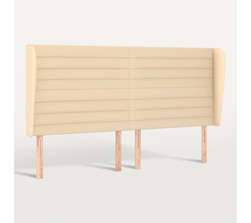 Tête De Lit Avec Oreilles Crème 183x23x118/128 Cm Tissu