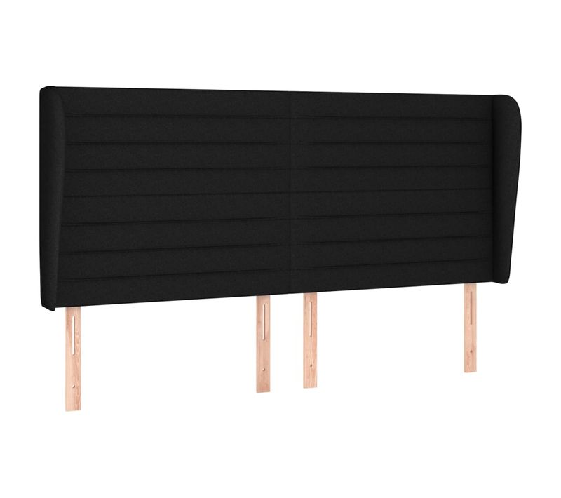 Tête De Lit Avec Oreilles Noir 203x23x118/128 Cm Tissu