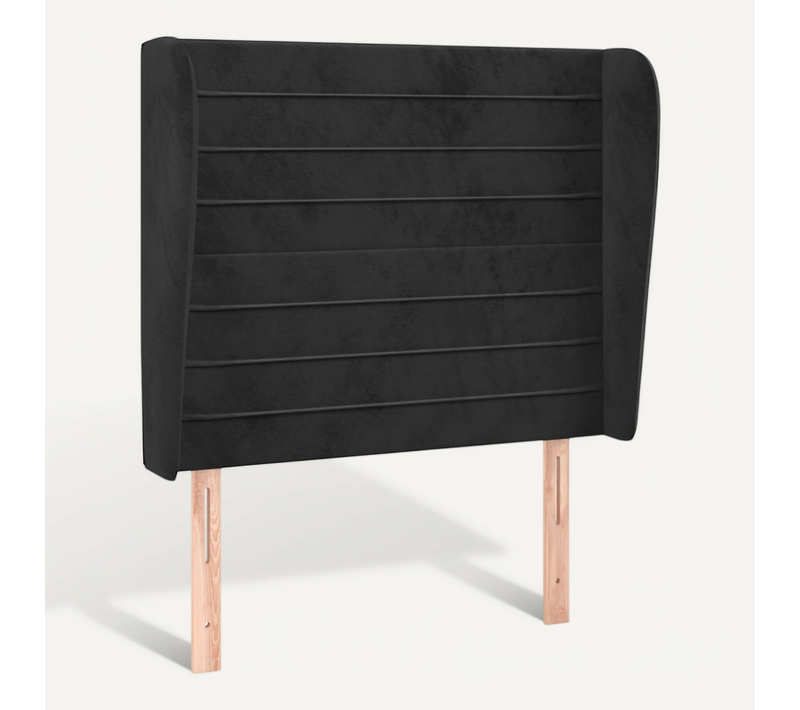 Tête De Lit Avec Oreilles Noir 83x23x118/128 Cm Velours