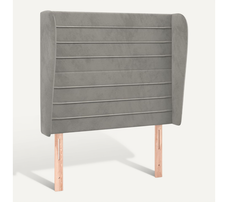 Tête De Lit Avec Oreilles Gris Clair 93x23x118/128 Cm Velours
