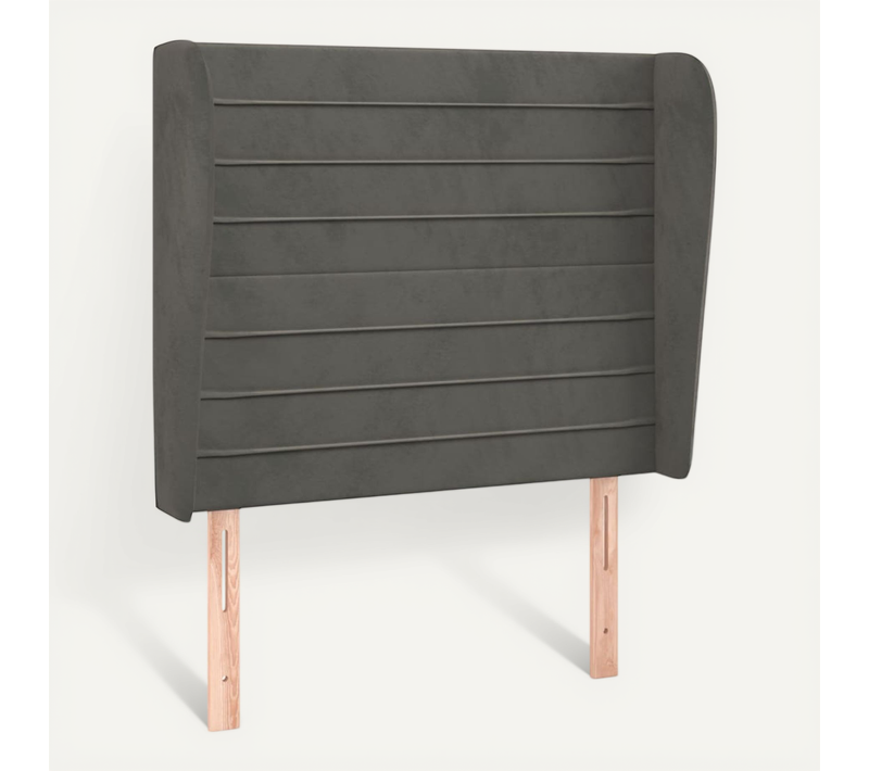 Tête De Lit Avec Oreilles Gris Foncé 93x23x118/128 Cm Velours