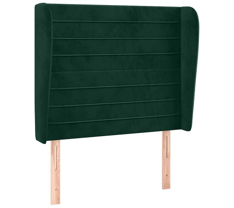 Tête De Lit Avec Oreilles Vert Foncé 93x23x118/128 Cm Velours