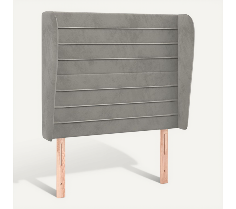 Tête De Lit Avec Oreilles Gris Clair 103x23x118/128 Cm Velours