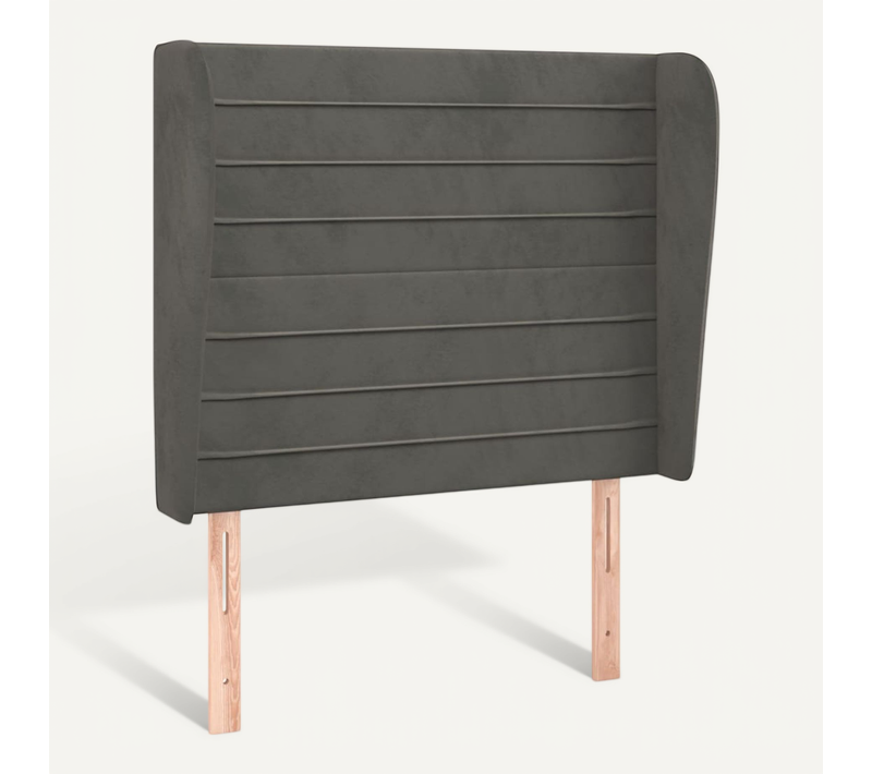 Tête De Lit Avec Oreilles Gris Foncé 103x23x118/128 Cm Velours