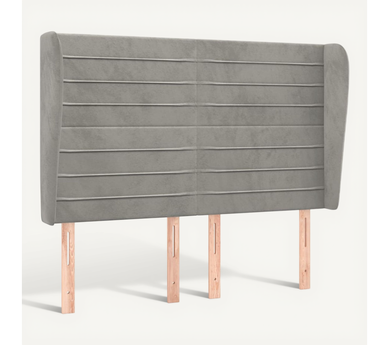 Tête De Lit Avec Oreilles Gris Clair 147x23x118/128 Cm Velours