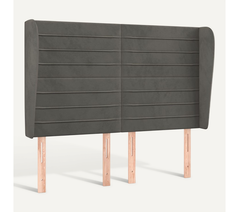 Tête De Lit Avec Oreilles Gris Foncé 147x23x118/128 Cm Velours