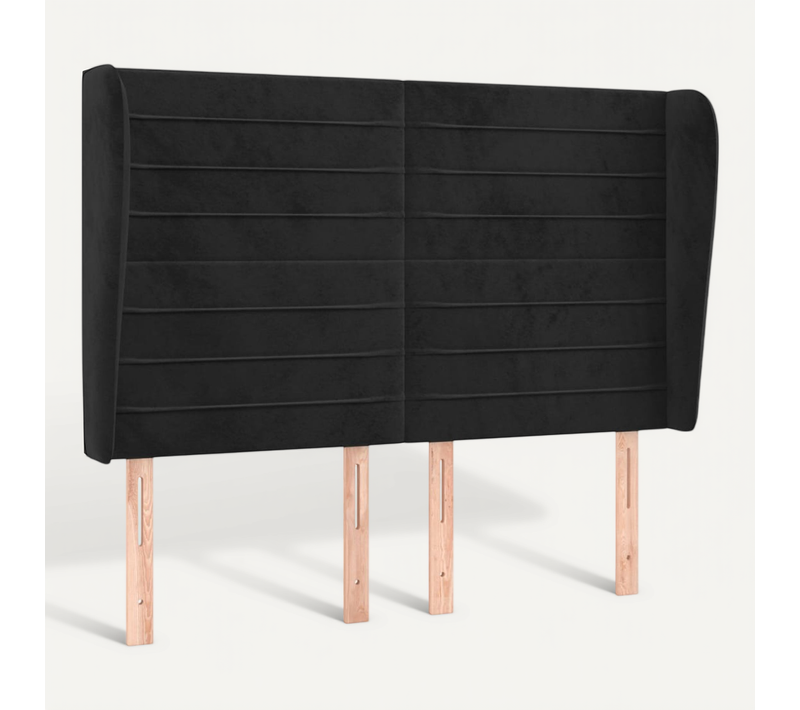 Tête De Lit Avec Oreilles Noir 147x23x118/128 Cm Velours