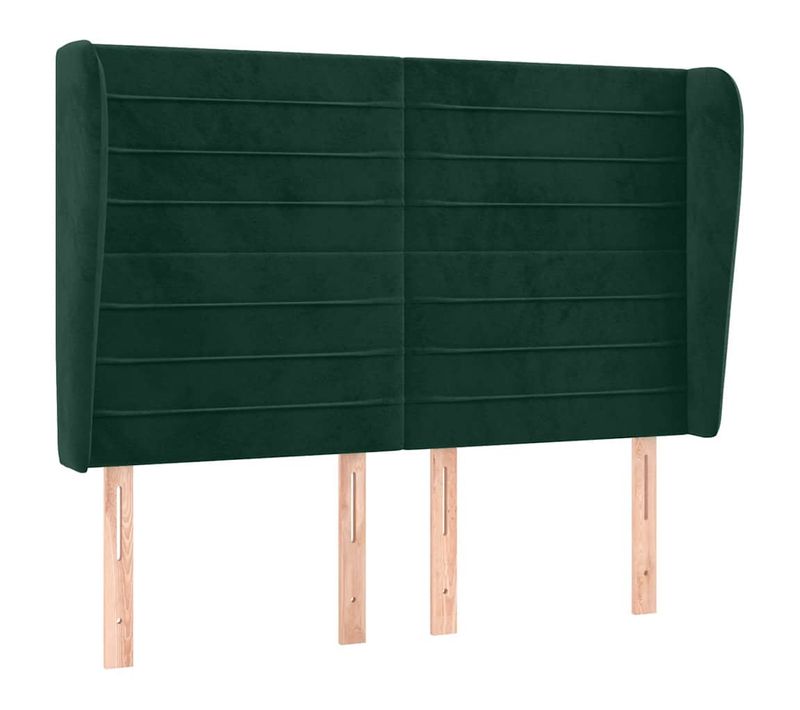 Tête De Lit Avec Oreilles Vert Foncé 147x23x118/128 Cm Velours
