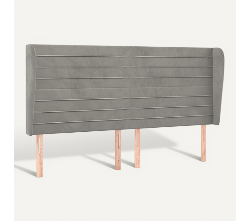 Tête De Lit Avec Oreilles Gris Clair 163x23x118/128 Cm Velours