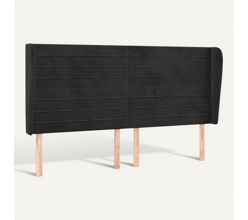Tête De Lit Avec Oreilles Noir 163x23x118/128 Cm Velours