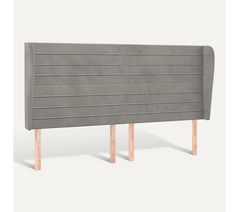 Tête De Lit Avec Oreilles Gris Clair 183x23x118/128 Cm Velours