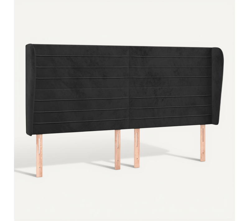 Tête De Lit Avec Oreilles Noir 183x23x118/128 Cm Velours
