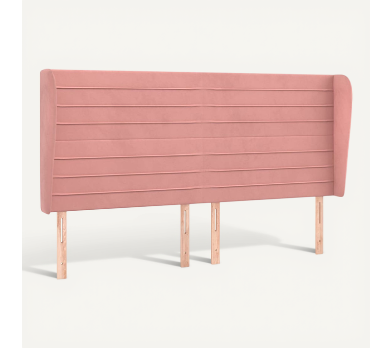 Tête De Lit Avec Oreilles Rose 203x23x118/128 Cm Velours