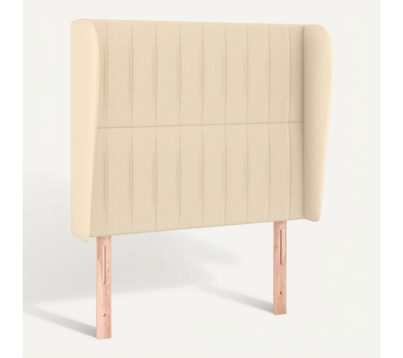 Tête De Lit Avec Oreilles Crème 83x23x118/128 Cm Tissu