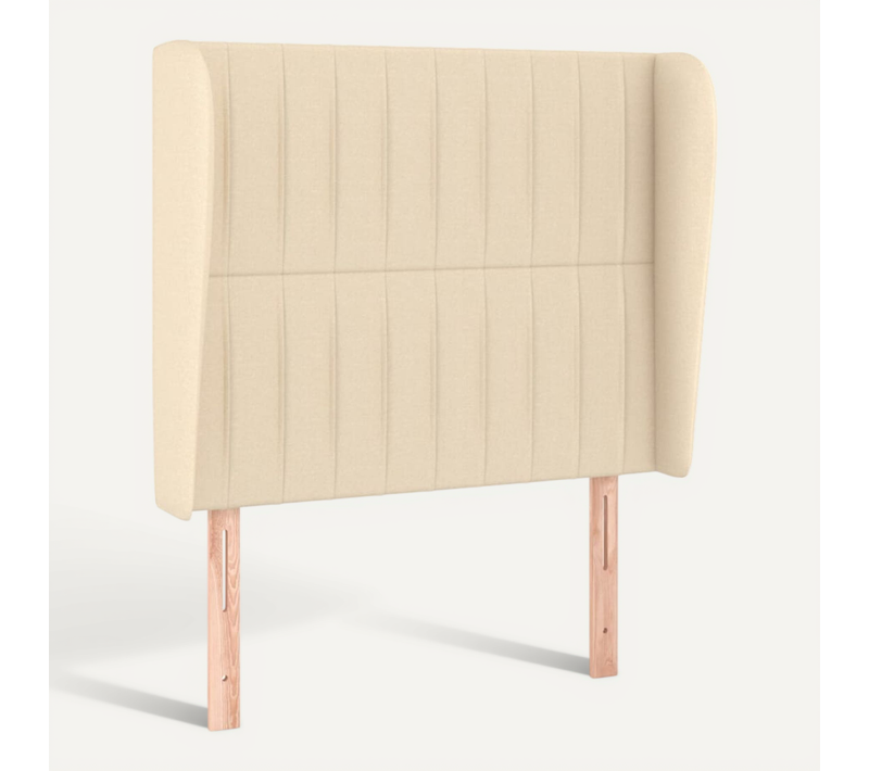Tête De Lit Avec Oreilles Crème 93x23x118/128 Cm Tissu