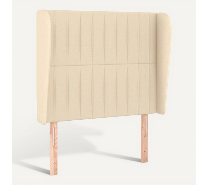 Tête De Lit Avec Oreilles Crème 103x23x118/128 Cm Tissu